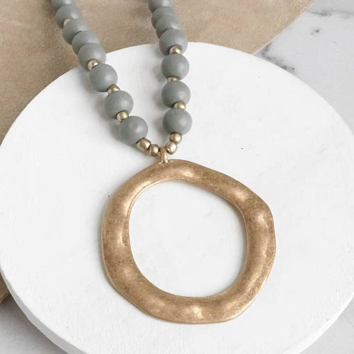 Gold Circle Wood Necklace