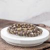 Brown Taupe Gold Tone Stack Wood Bracelet