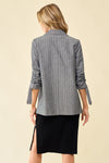 Ruched Sleeve Striped Blazer