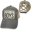 MOM OF BOYS CRISS-CROSS PONYTAIL HAT: Navy with navy mesh