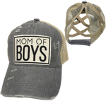 MOM OF BOYS CRISS-CROSS PONYTAIL HAT: Navy with navy mesh