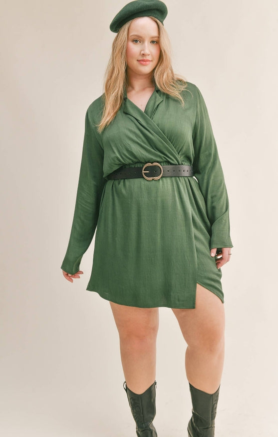 Curvy Rory Blazer Dress in Green