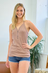 Zippered V Neck Halter Tank