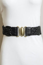 Oval Buckle Braided Elastic Belt