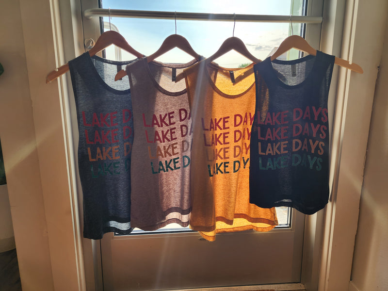 Lake Days Wavy Summer Muscle Flowy Graphic Muscle Tank