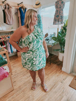 Curvy Evergreen One Shoulder Dress