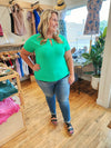 Curvy Kelly Green Knit Top