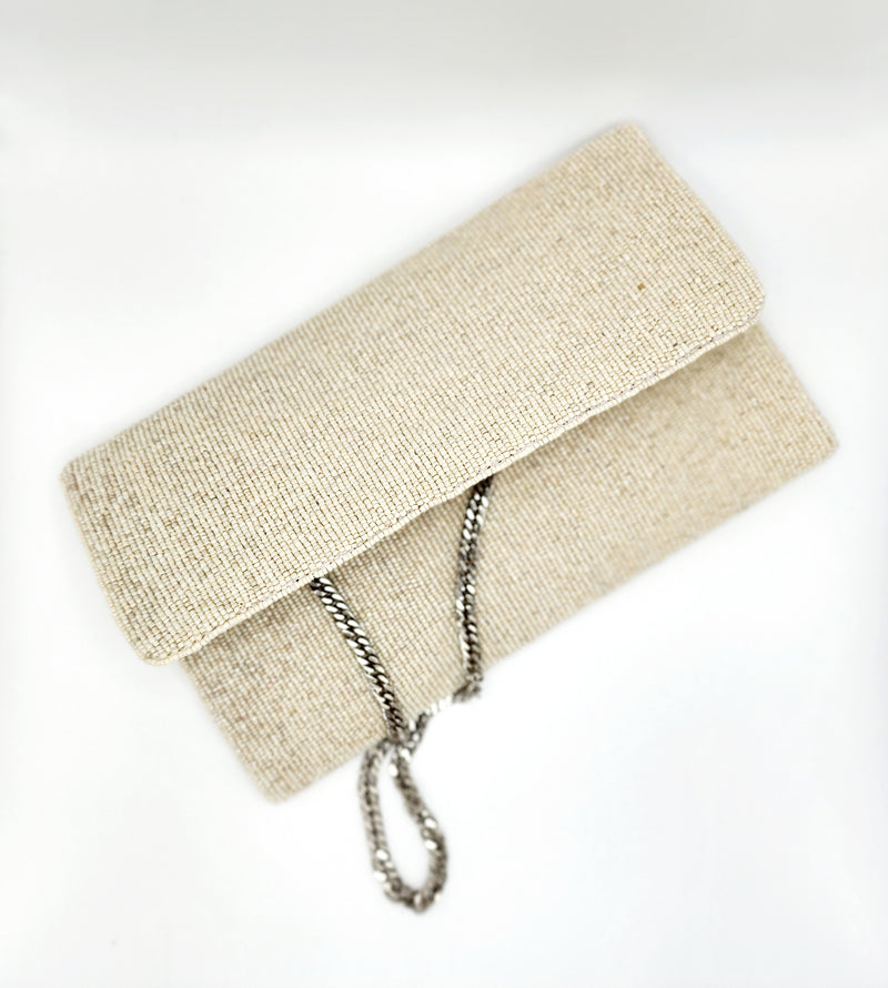 Ivory Beaded Clutch