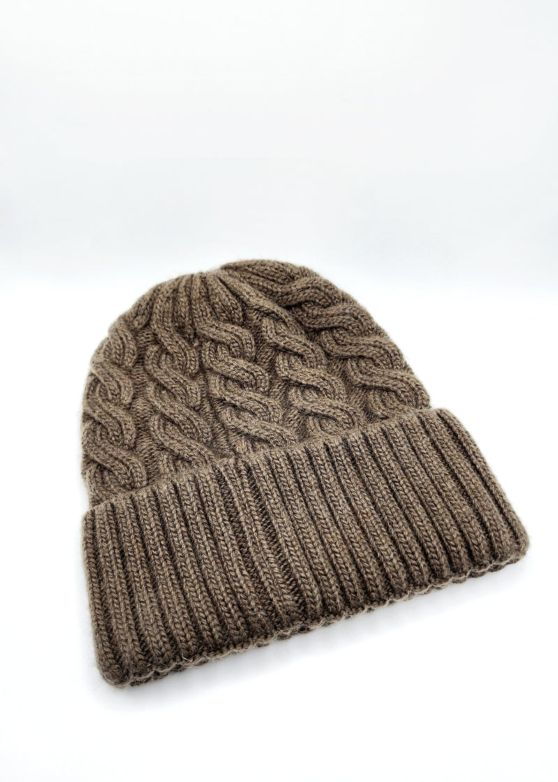 Olive Knit Winter Cable Hat