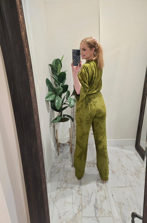 Axel Jumpsuit with Bell Sleeves - Basil Green