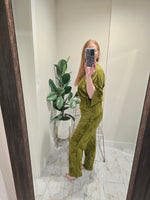 Axel Jumpsuit with Bell Sleeves - Basil Green