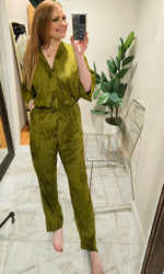 Axel Jumpsuit with Bell Sleeves - Basil Green