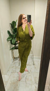 Axel Jumpsuit with Bell Sleeves - Basil Green