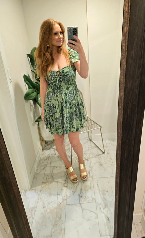 Quinn Dress - Tropical Green