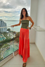 Coral Flowy Wide-Leg Pant