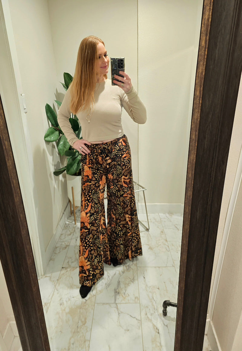 Black & Rust Flowy Pant