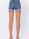 Mid Rise Tomboy Denim Shorts Rolled Hem