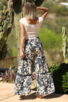 Navy Floral Wide-Leg Pant