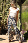 Navy Floral Wide-Leg Pant