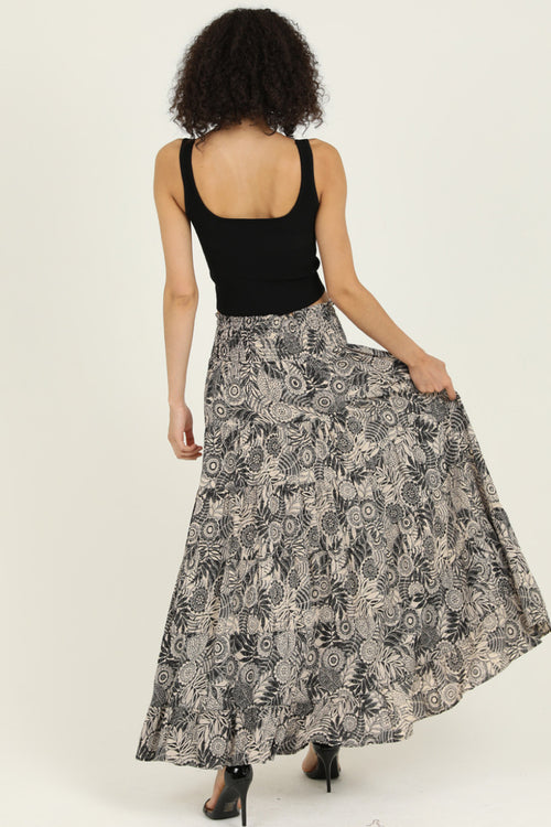 Flowy Maxi Skirt - Black & White