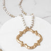 Long Wooden Bead Clover Necklace - Ivory