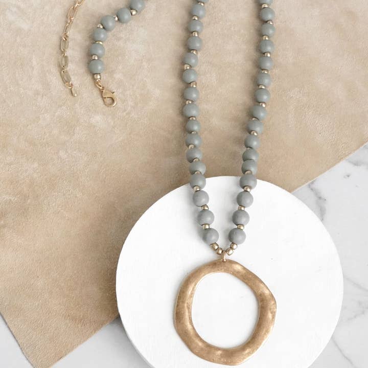 Gold Circle Wood Necklace