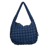 Oversized Quilted Hobo Tote Bag: Navy