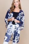 Plus Size Tropical Printed Chiffon Kimono