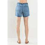 High Rise Tie Waist Shorts Raw Hem