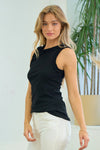 Ribbed Tank with Ruffle