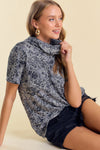 Printed Cowl Neck Knit Top