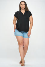 CUPRO SLIT V TOP WITH PLEAT DETAIL