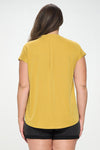 Curvy Cupro Slit V Top - Mustard