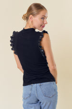 Mock Neck Ruffle Tank Top