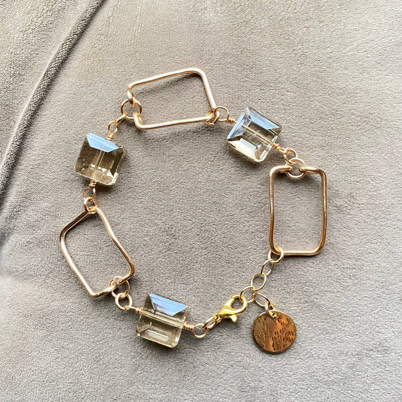 Crystal and Gold Link Bracelet