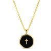 Tiny Cross Pendant Necklace: Black