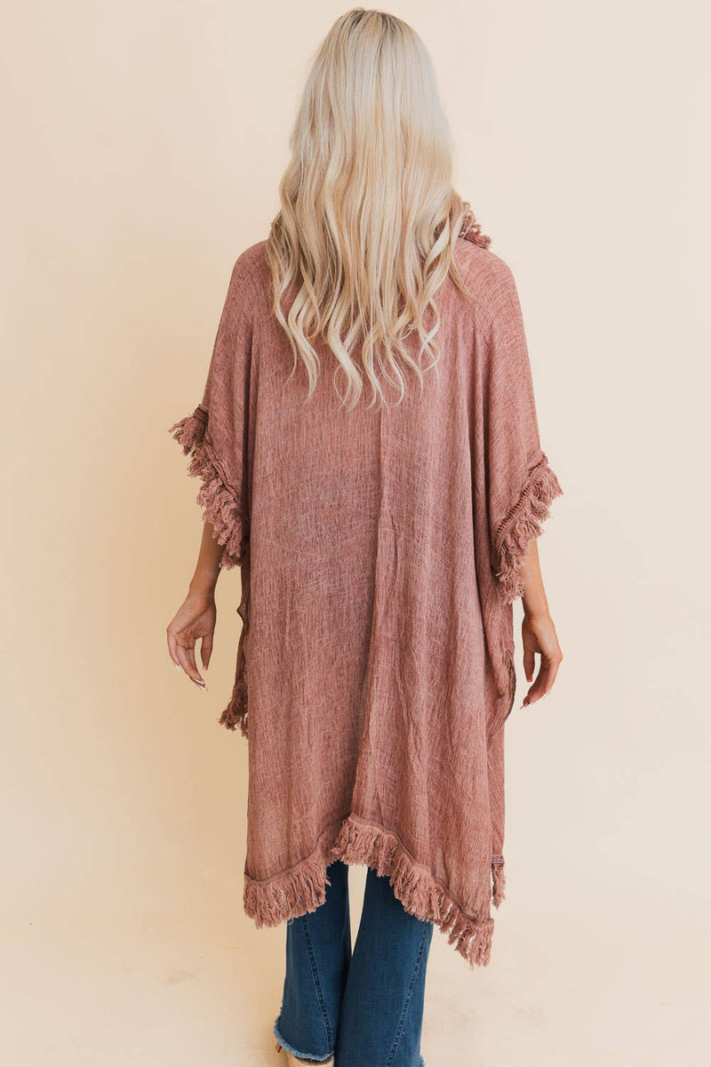 Sun-bleached Fringe Ruffle Kimono☀️