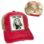 I BEG YOUR PARTON BALL CAP: Black with Black Mesh