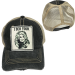 I BEG YOUR PARTON BALL CAP: Charcoal with brown stitching