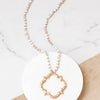 Long Wooden Bead Clover Necklace - Ivory