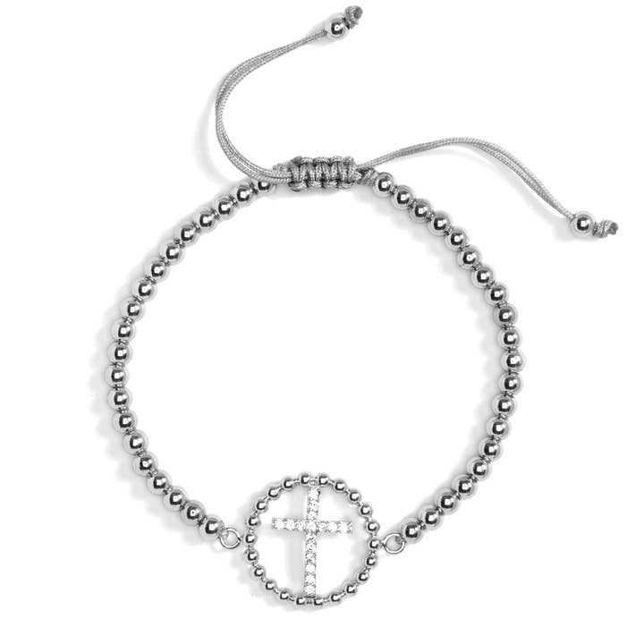 Adjustable Pave Cross Bracelet