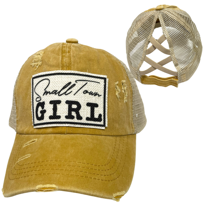 SMALL TOWN GIRL CRISS-CROSS PONYTAIL HAT