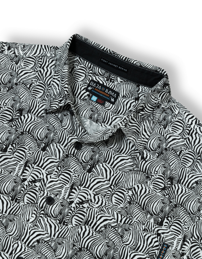 Too Many Lines - Zebra Black 7 Seas Button Up