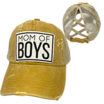 MOM OF BOYS CRISS-CROSS PONYTAIL HAT: Navy with navy mesh