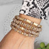 Brown Taupe Gold Tone Stack Wood Bracelet