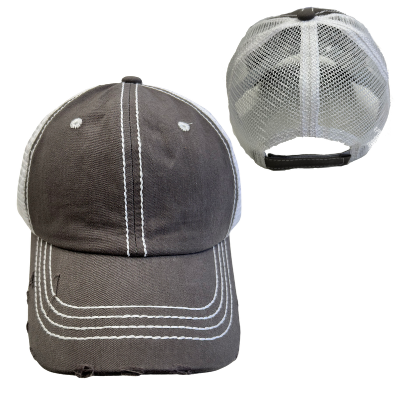 I BEG YOUR PARTON BALL CAP: Charcoal with brown stitching