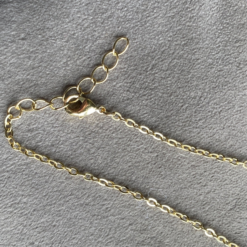 Crystal Pendant Necklace Gold  Rectangle Hammered Drop