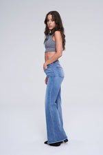 High Rise Ultra Stretch Flare Frayed Hem