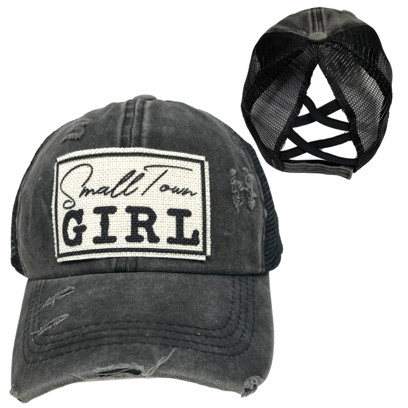 SMALL TOWN GIRL CRISS-CROSS PONYTAIL HAT