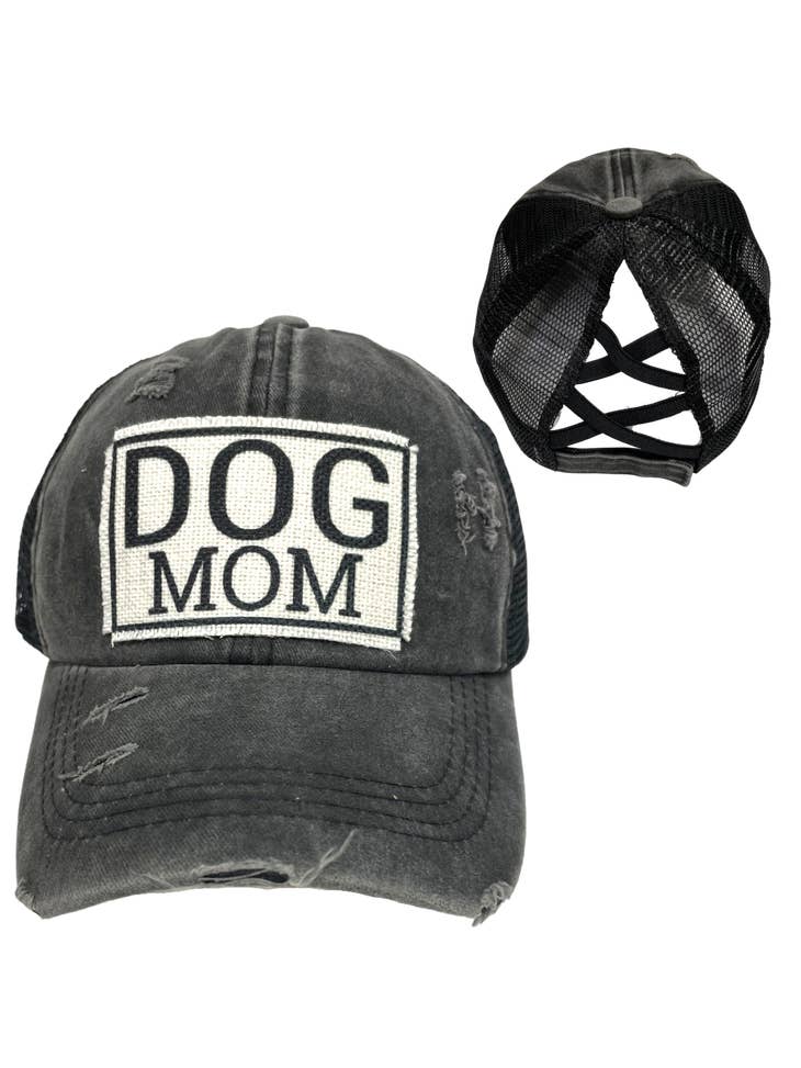 Dog Mom Criss-Cross Ponytail Hat